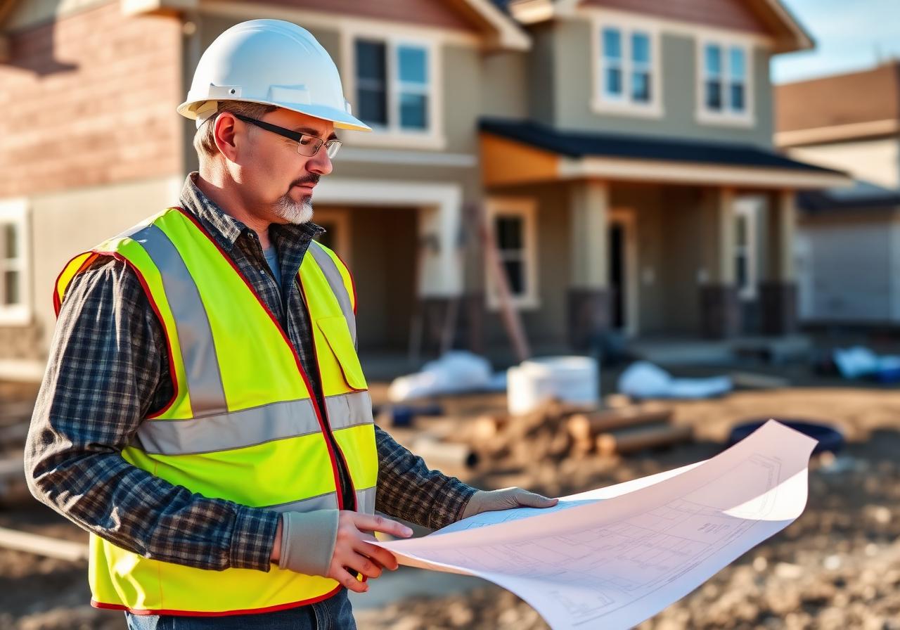 A Tekton Builders foreman reviewing plans on site